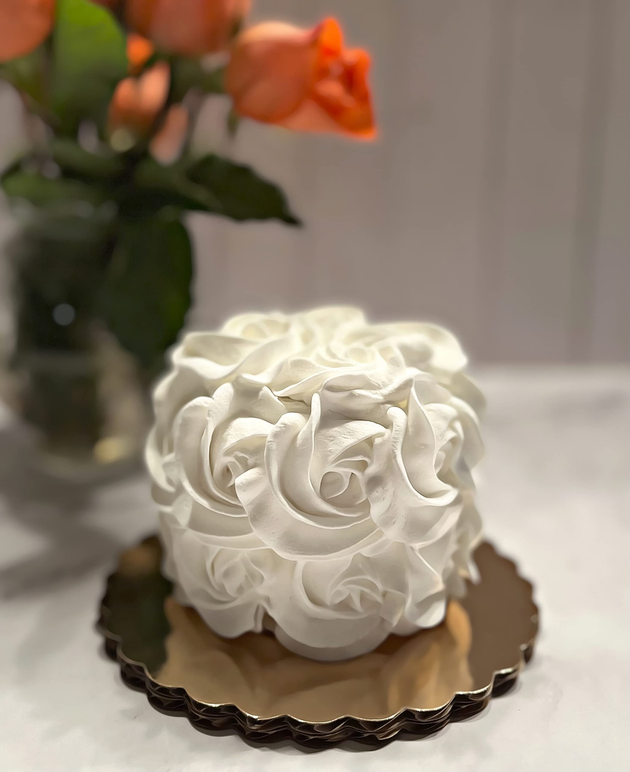 Artificial Cupcakes & Fake Cakes for Display - Faux Dessert Decorations for Home, Kitchen & Party Decor - Mini Fake Food Cake with White Rosette for Wedding, Baby Shower & Table Centerpiece