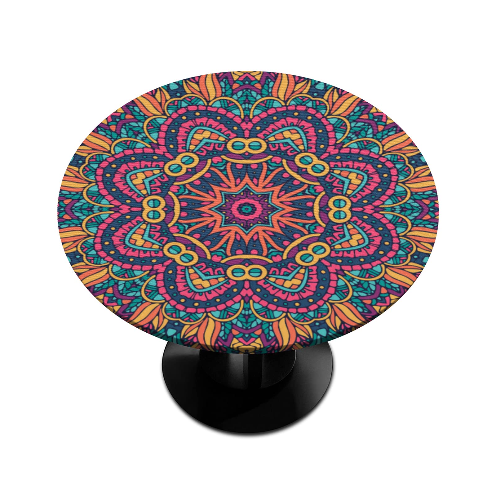 Elegant Orange Red Mandala Round Tablecloth - 36