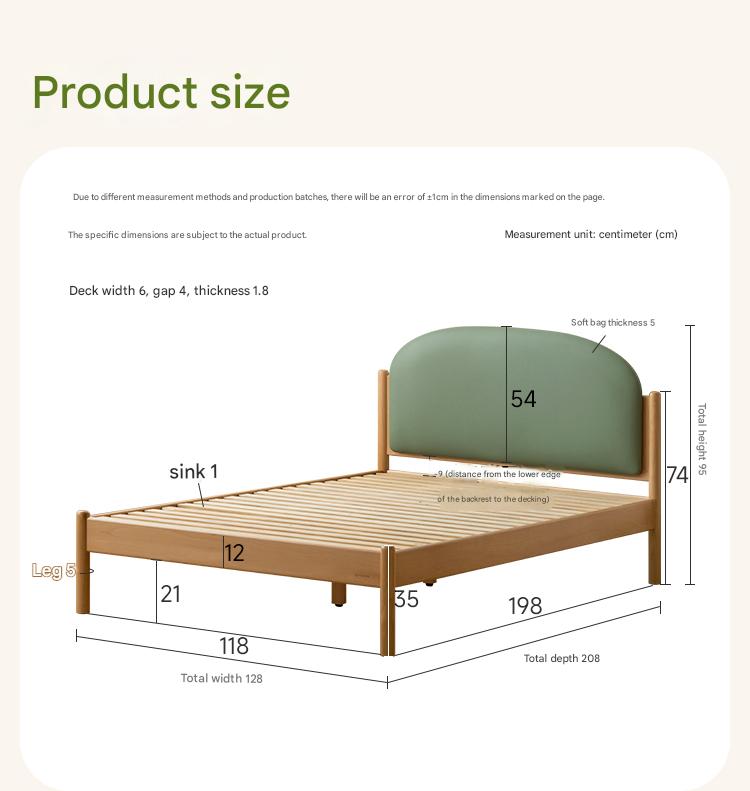 Organic Solid Wood Children's Bed - Birch & Beech Frame with Premium Leather Accents | Safe, Non-Toxic Toddler Bed for Nursery, Bedroom & Montessori Rooms