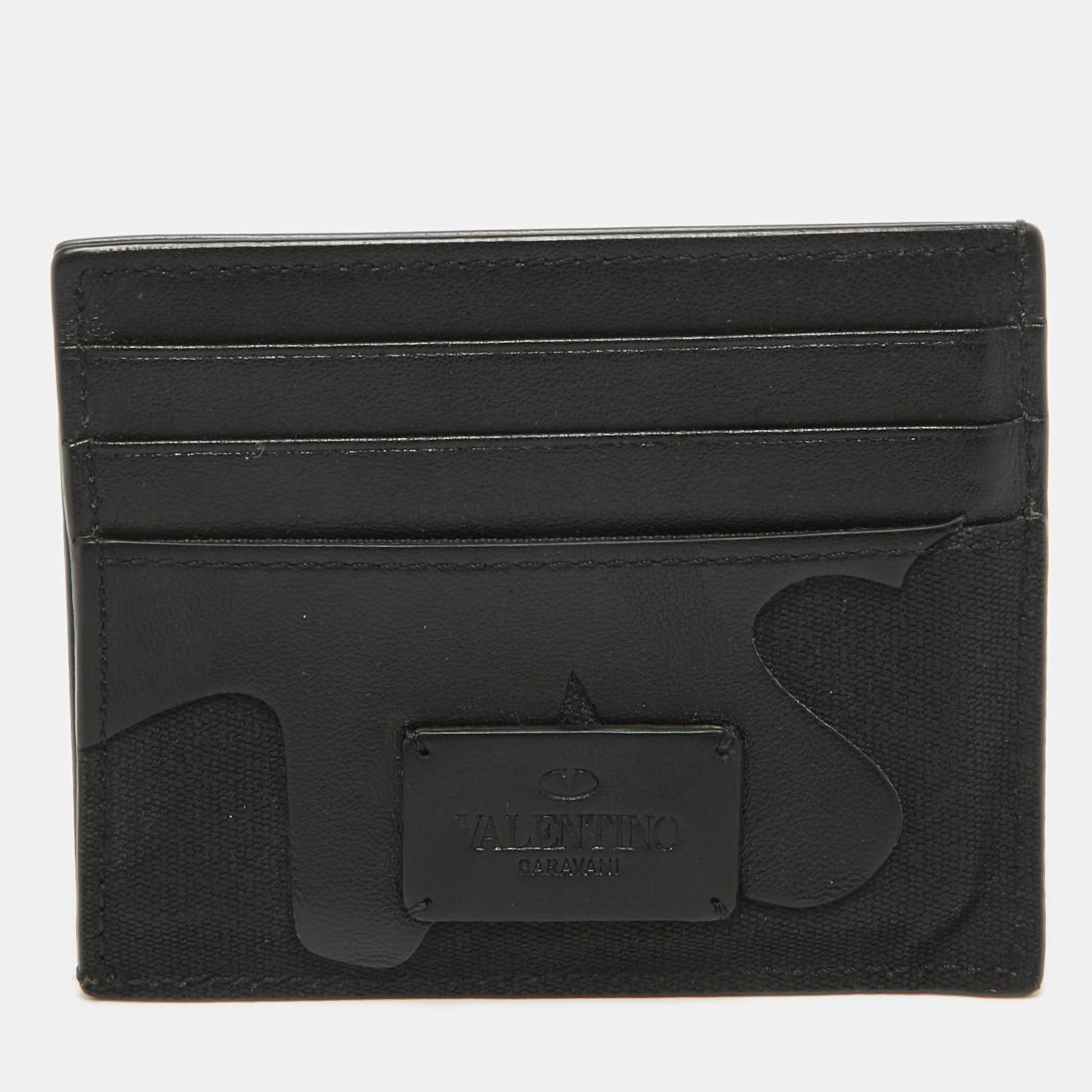 Black Camouflage Leather & Canvas RFID Blocking Card Holder - Slim Wallet for Men & Women - Perfect for Travel, Outdoor & Everyday Use