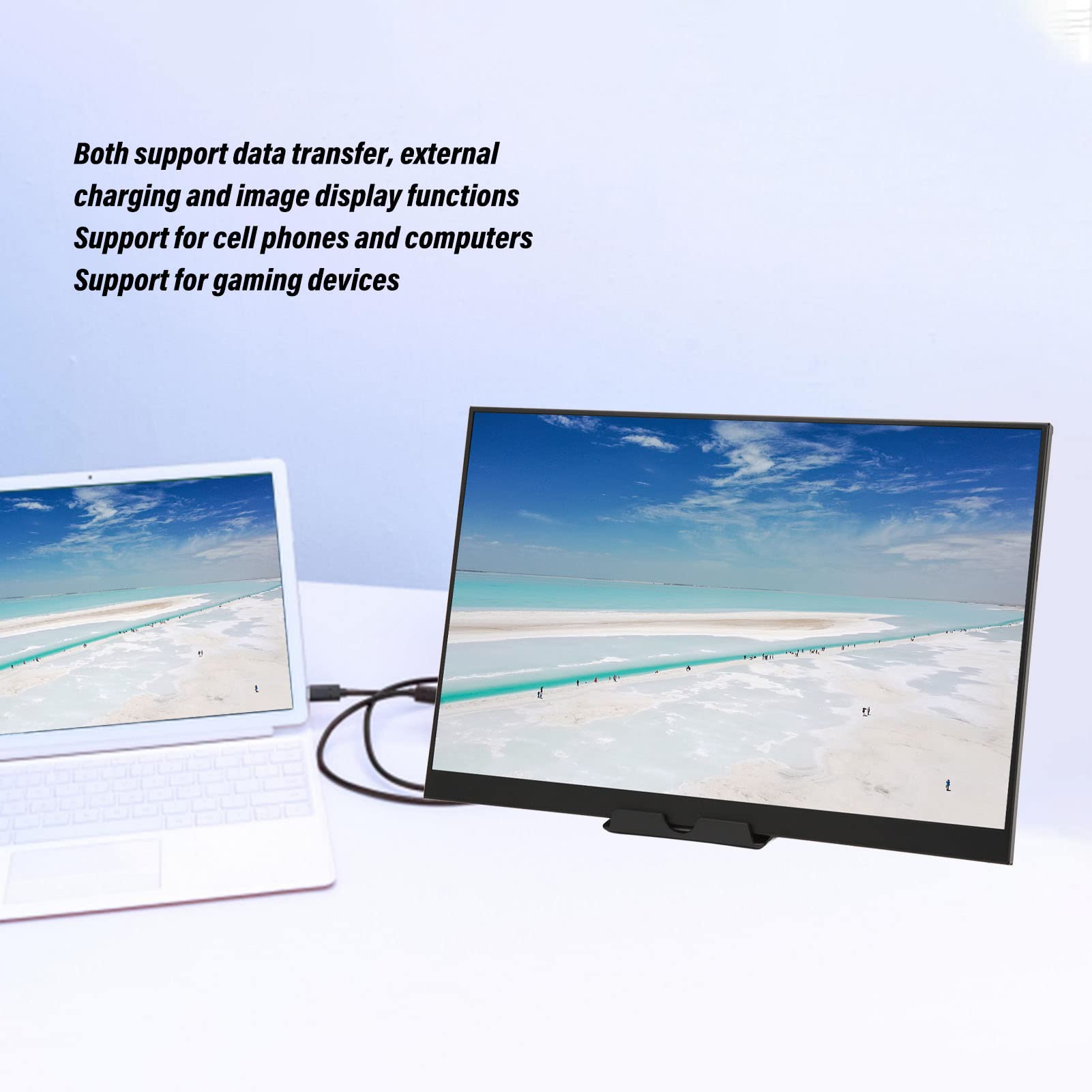 GOWENIC 16 Inch Portable Monitor - 2K HD IPS Screen with Dual Speakers & Multiple Ports | Lightweight Travel Monitor for Laptop, Smartphone & Gaming | Perfect for Work, Travel & Entertainment