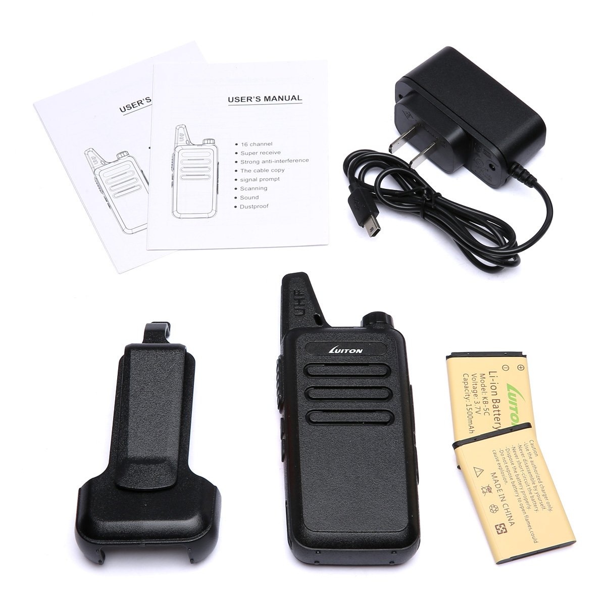 LT-316 GMRS Walkie Talkies for Adults - 3 Watts Output, 5-10 Miles Range, UHF Two Way Radios with Micro USB Charging - Perfect for Outdoor Camping, Hiking, Hunting & Emergency Communication (Pair, Black)