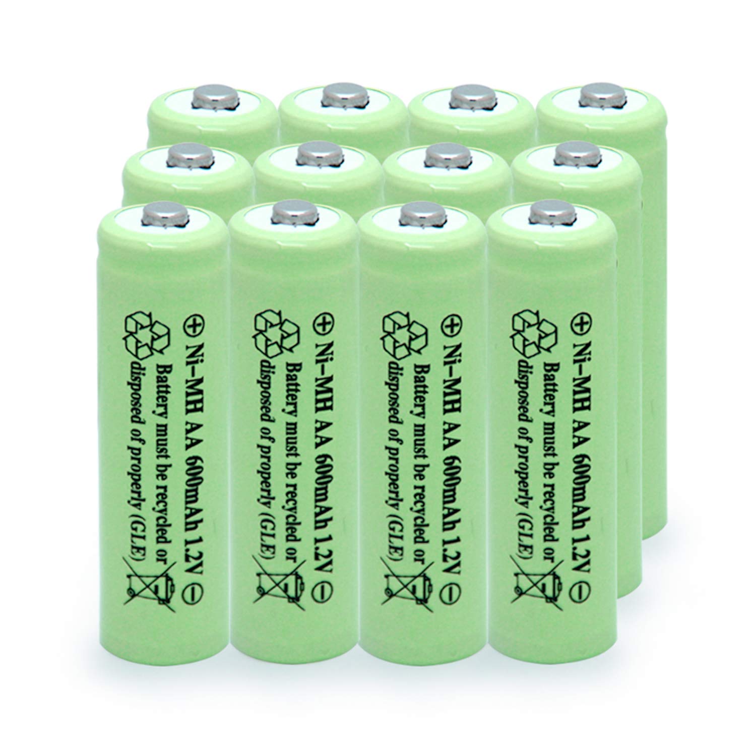 QBLPOWER AA Solar Light Batteries - 12 Pack 600mAh 1.2V NiMH Rechargeable Double A Batteries for Outdoor Solar Lights, Garden Decor, Lawn Landscaping & Remote Controls - Perfect for Solar Pathway Lights, Landscape Lighting & Wireless Devices