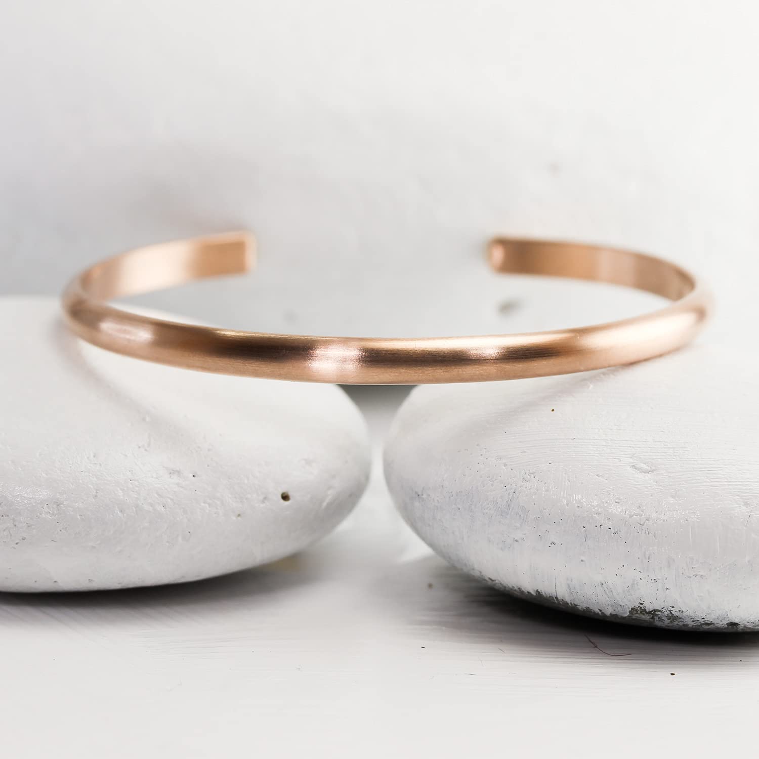 Rose Gold Filled Wide Matte Cuff Bracelet for Women - Brushed Satin Texture Stackable Bangle by Lotus Stone Jewelry (Large) | Perfect for Layering, Everyday Wear & Special Occasions