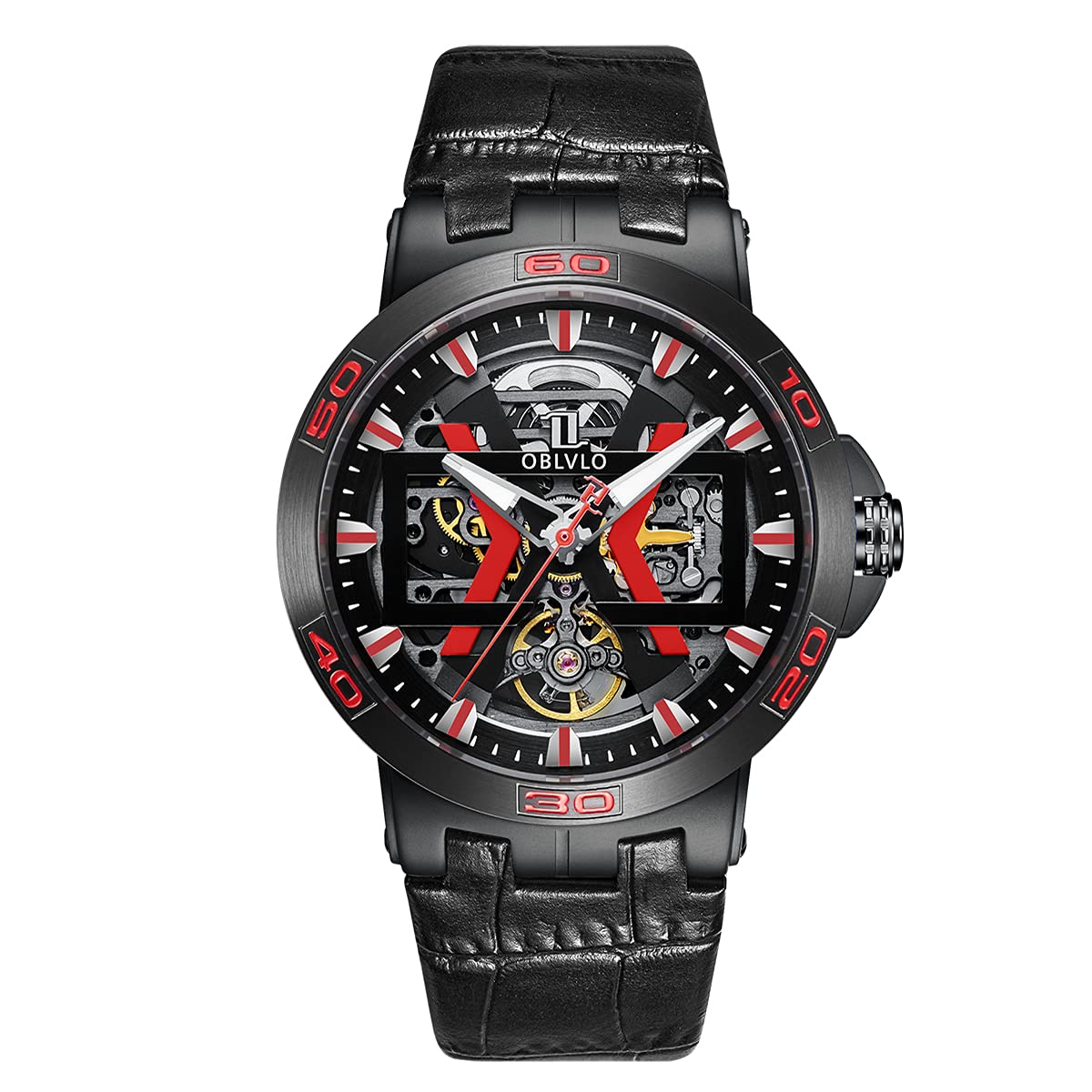 Men's Automatic Skeleton Dial Watch - Waterproof Leather Strap Sport Watch for Business, Casual & Outdoor Activities | UM1