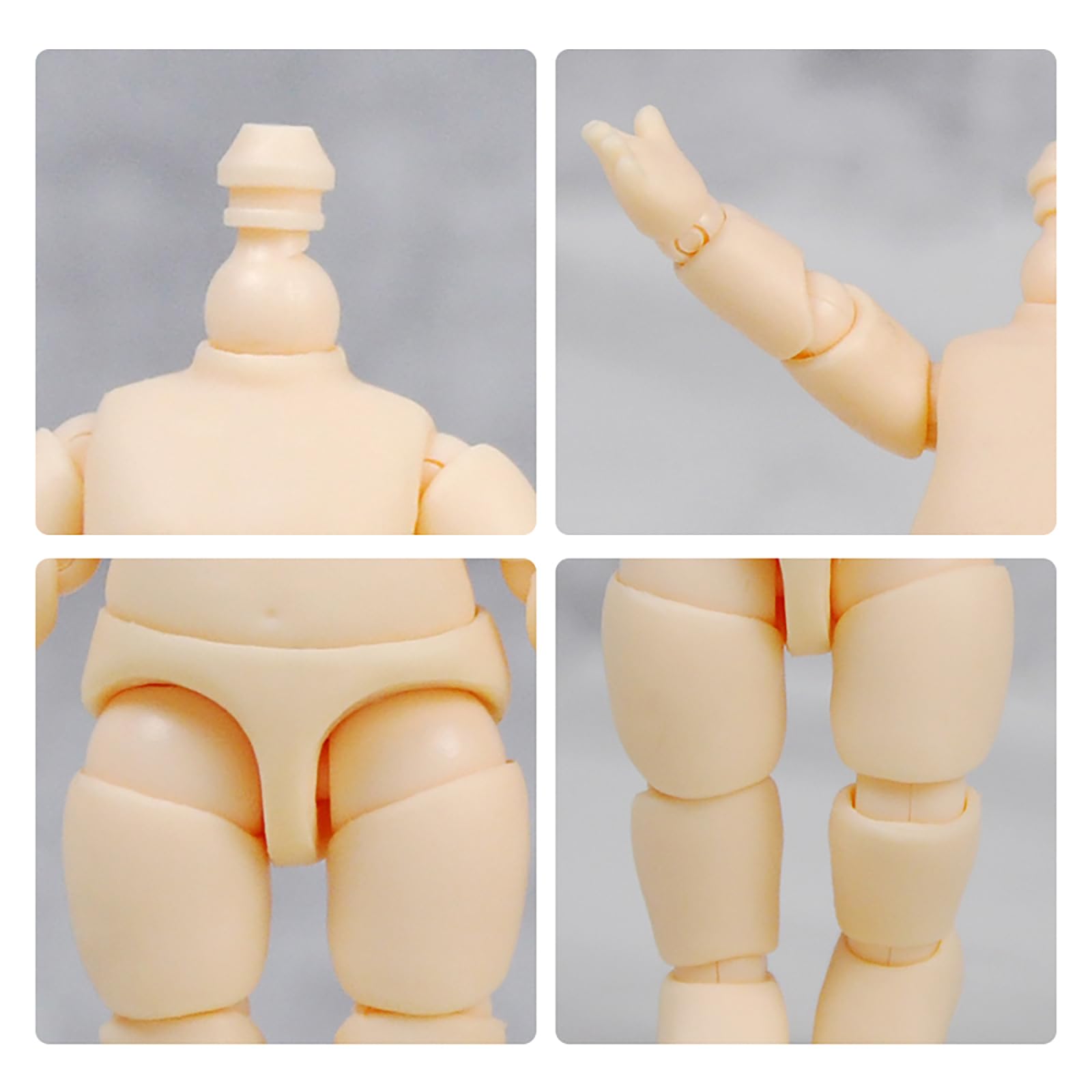 YMY 2.24 Inch Mini Doll Body for GSC Nendoroid Heads - BJD Style Cute Doll Body with Milky White Mini Head | Perfect for Anime Figure Customization & Dollhouse Collectors