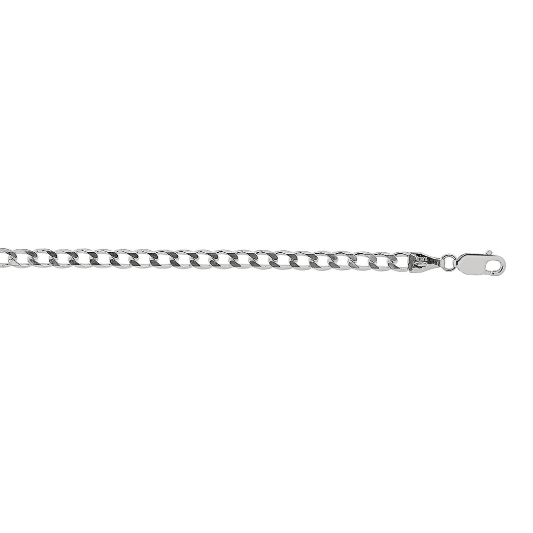 925 Sterling Silver Rhodium Plated Sparkle Cut Curb Chain Necklace for Women & Men - Adjustable Length 16