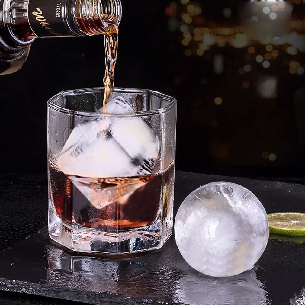 ROTTAY 2-Pack Silicone Ice Cube Trays - Sphere Ice Ball Maker & Large Square Ice Mold with Lids for Whiskey, Cocktails, Cold Drinks - Perfect for Home Bars, Parties, and Keeping Beverages Chilled (Purple)