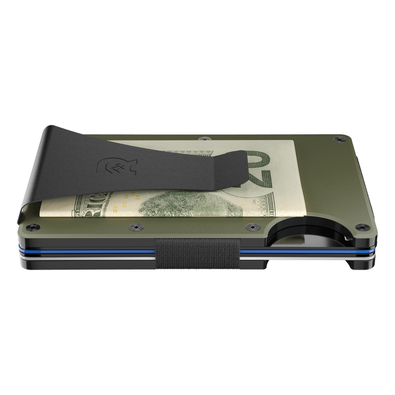 Slim Matte Olive Aluminum Money Clip Wallet - Minimalist RFID Blocking Design for Men & Women | Perfect for Travel, Everyday Carry & Gift Giving