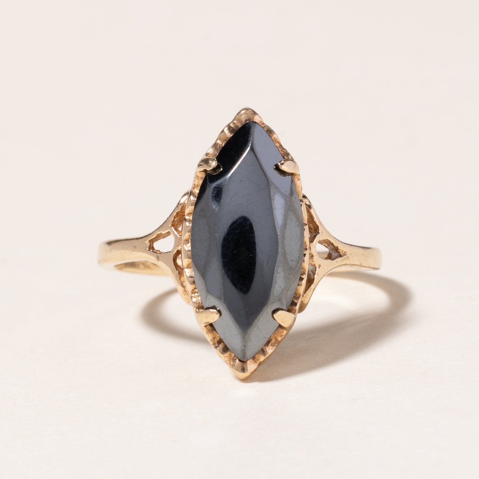 10K Yellow Gold Hematite Ring for Women | 2.59ct Genuine Hematite Stone | Size 5.25 | Elegant Jewelry Gift for Birthday, Anniversary & Special Occasions