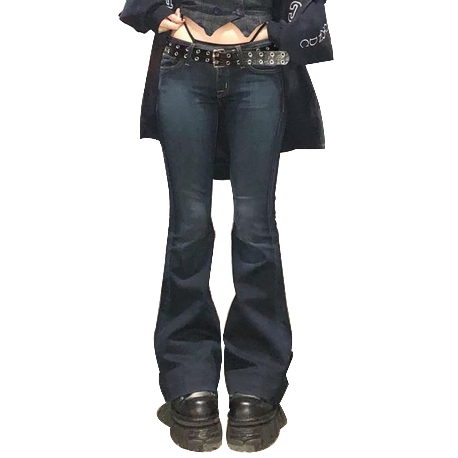 Gothic Cargo Jeans for Women - Wide Leg Punk Grunge Baggy Pants with Pockets | Y2K Streetwear & Goth Aesthetic Trousers | Perfect for Concerts, Festivals and Alternative Fashion Outfits