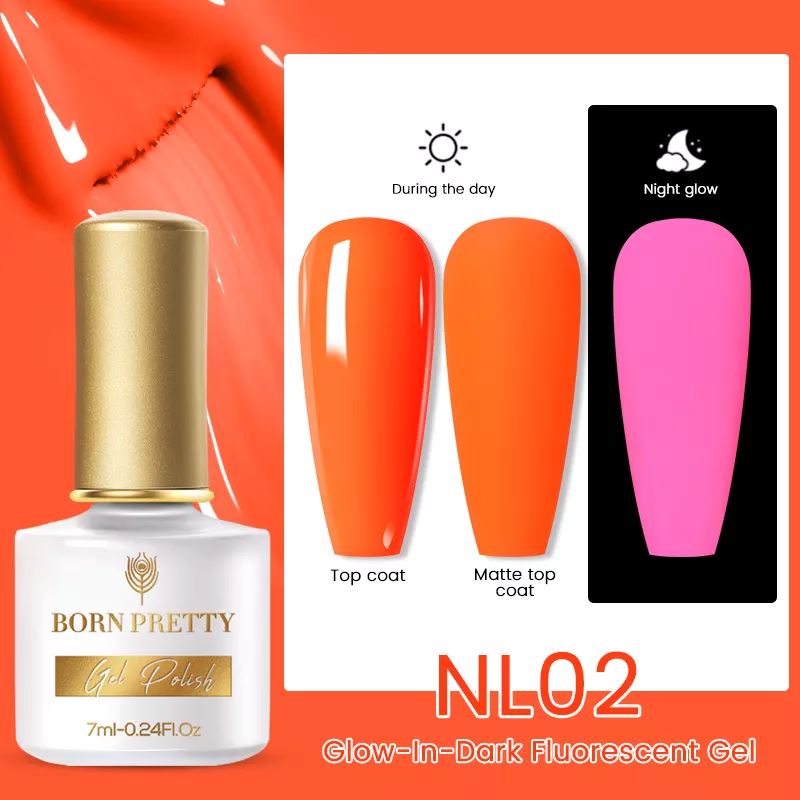 Born Pretty Glow in The Dark Nail Polish - UV Reactive Fluorescent Gel Polish for Long-Lasting Manicures | Perfect for Night Parties, Raves & Halloween Nails