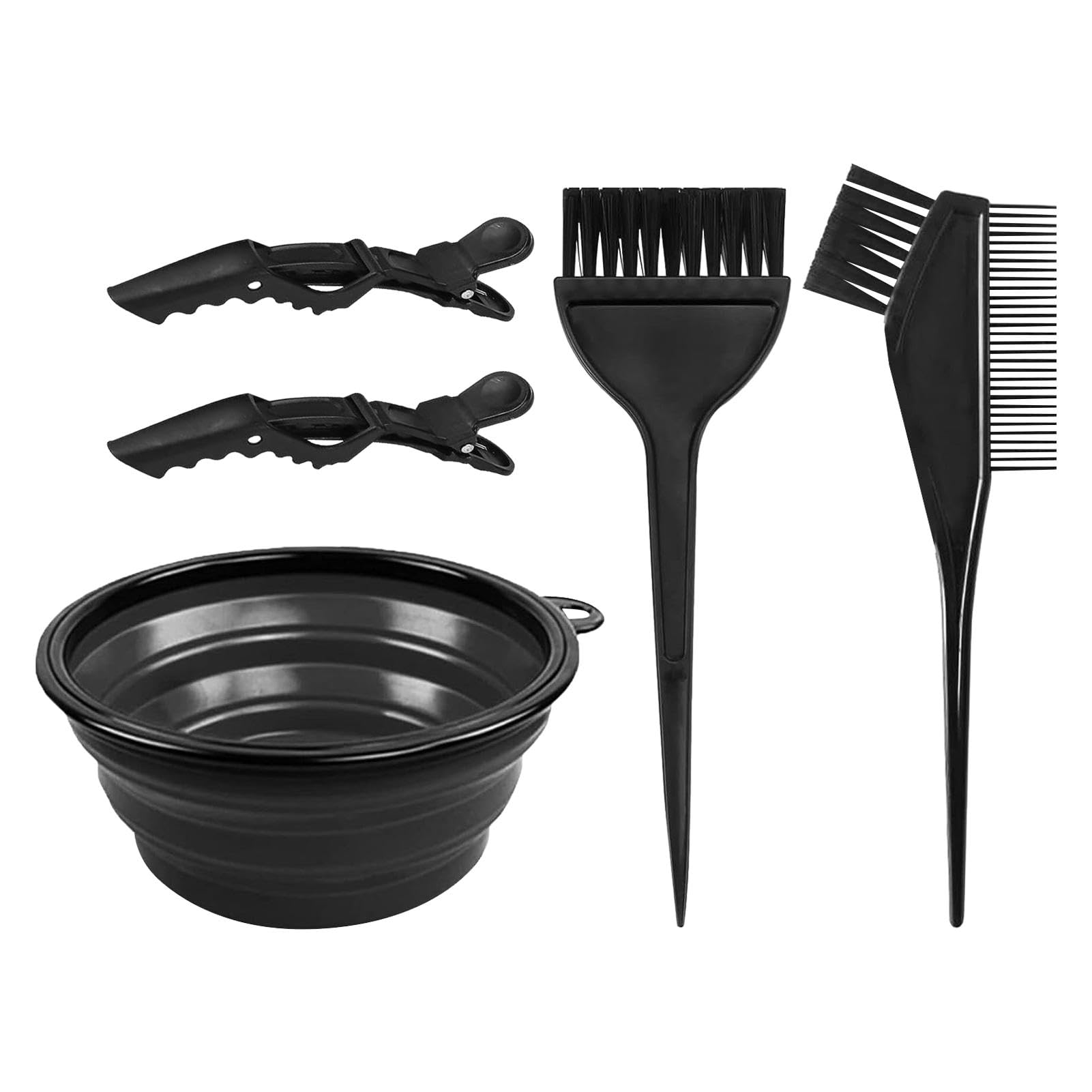 EMVANV 5-Piece Professional Hair Dyeing Kit - Hair Coloring & Bleaching Set with Folding Bowl, Dye Brush, Comb & Hair Clips (Black) | Perfect for Salon, Home Hair Coloring & DIY Hair Treatments