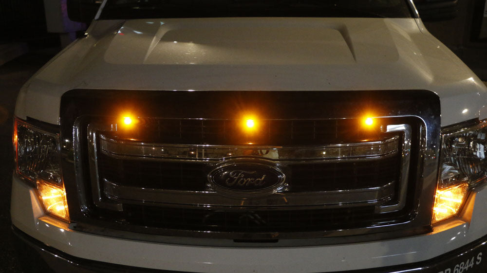 3pc Ford SVT Raptor Style LED Amber Grille Lighting Kit - Universal Fit for Trucks & SUVs | Off-Road, Night Driving, Custom Car Mods