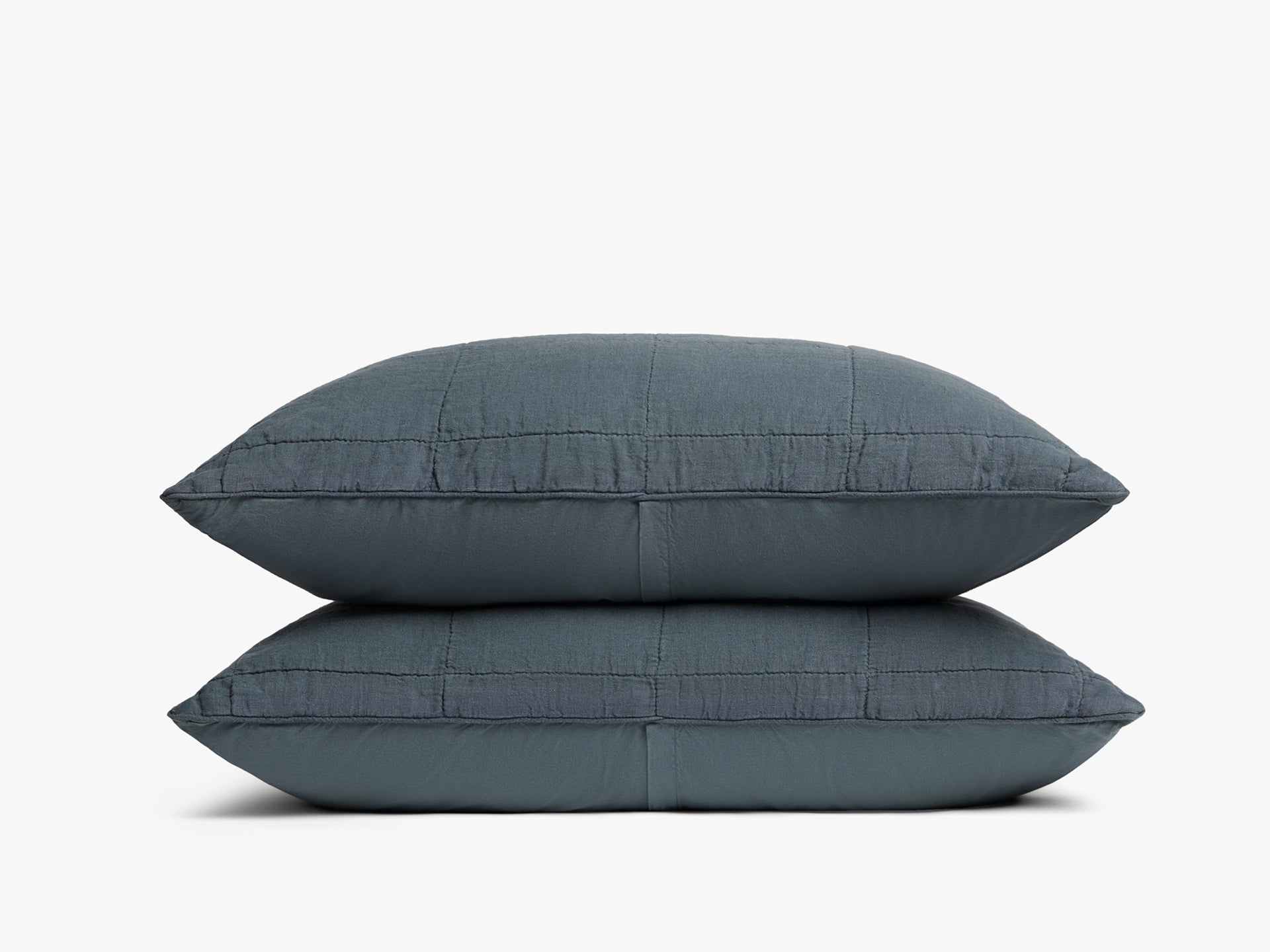Linen Box Quilted Sham Set (Dusk) - Premium Bedding Pillow Covers for Queen Size - Soft & Breathable Linen Fabric - Perfect for Bedroom Decor, Guest Room, and Luxury Hotels