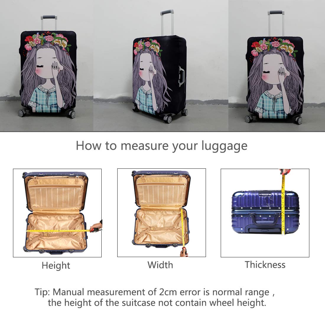 TAPE FIVE Washable Travel Luggage Cover - Thickened Spandex Protective Suitcase Cover for 18/24/28/32 Inch Bags (M Size 22