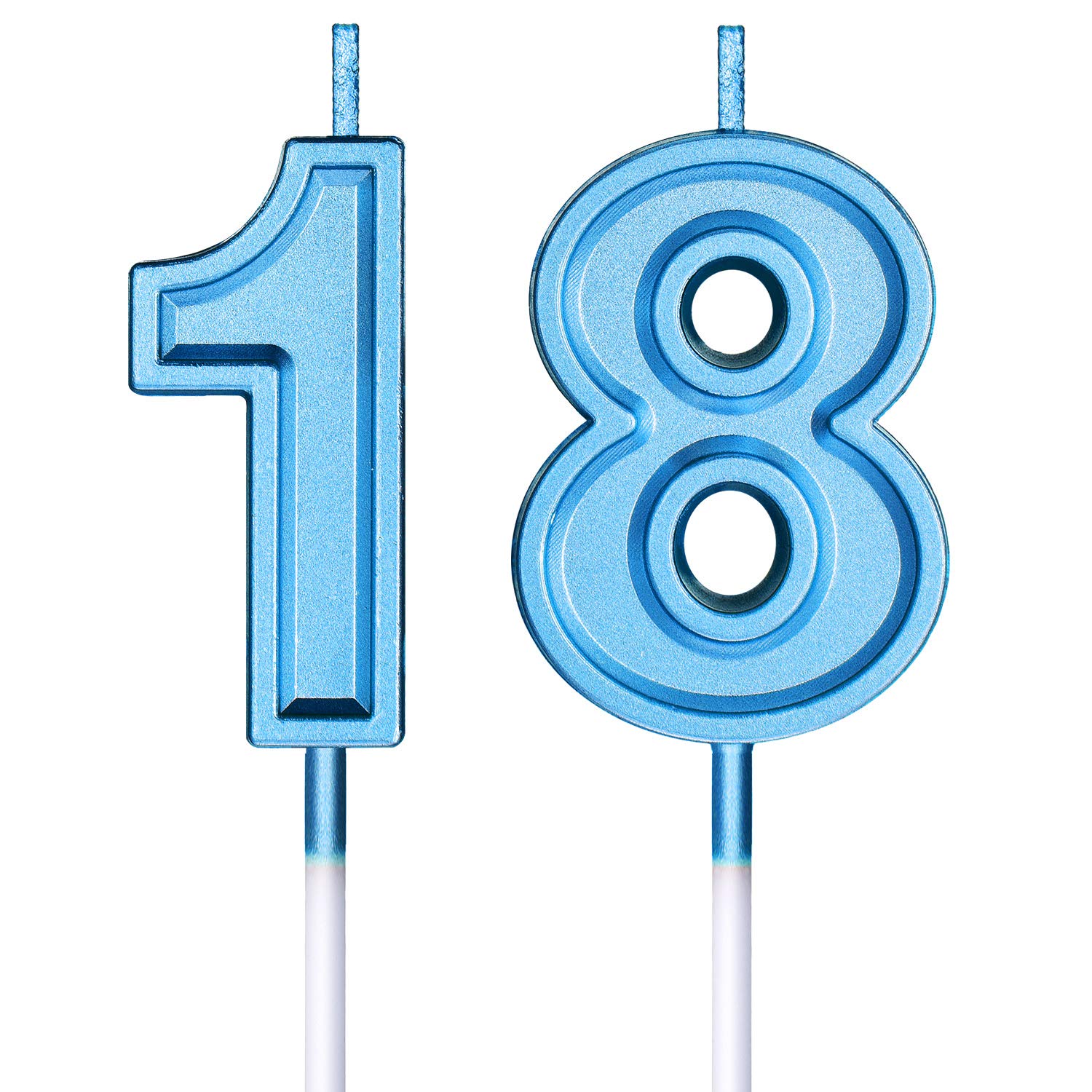 18th Birthday Cake Candles - Number Candles for Happy Birthday Cake Topper Decorations | Party Supplies for Birthday, Wedding, Anniversary Celebrations (Blue) - Perfect for Sweet 16, Graduation & Milestone Events