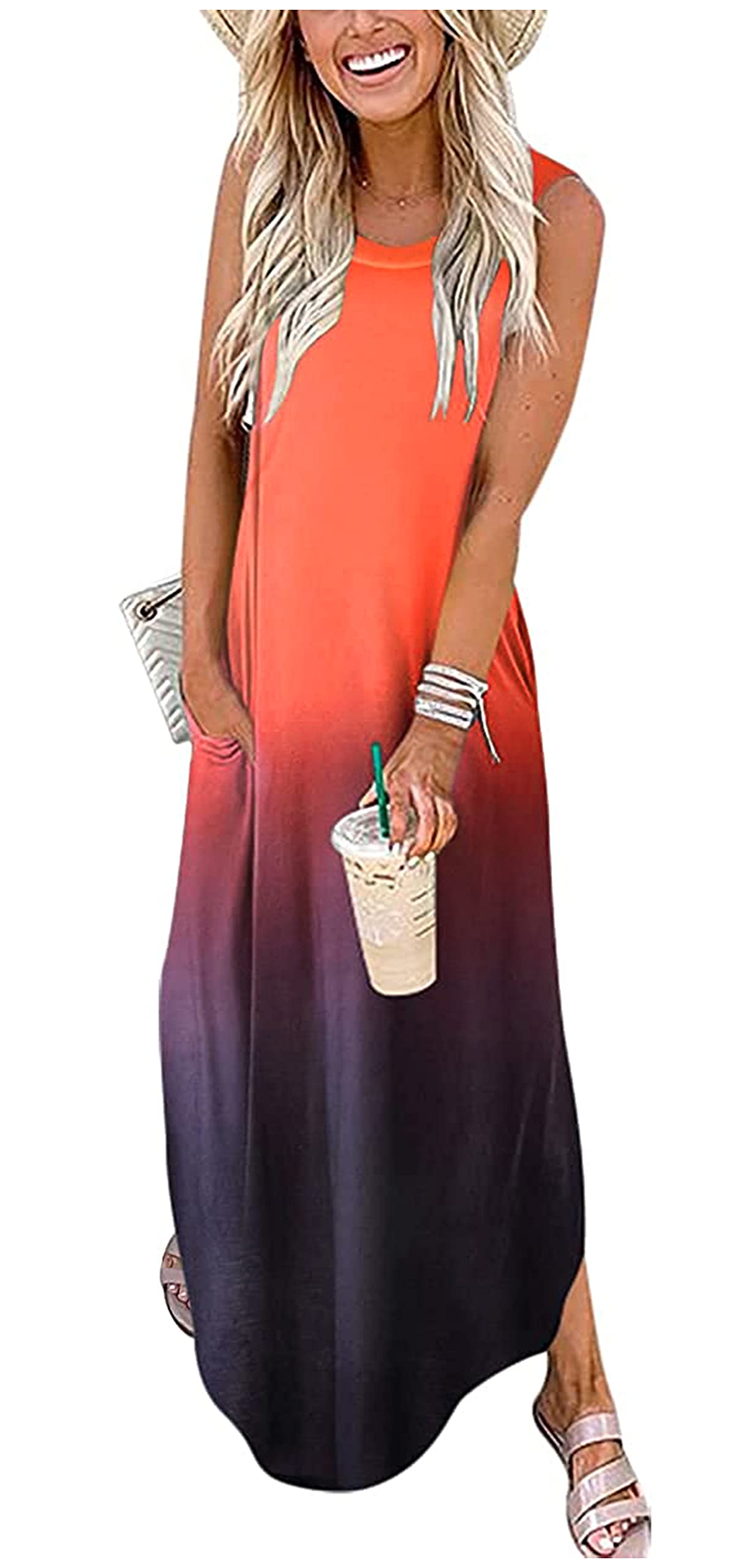 2025 Women's Summer Dresses - Floral Boho Maxi Sundress with Pockets for Beach Vacation & Tropical Getaways | Perfect for Pool Parties, Resort Wear and Casual Outings