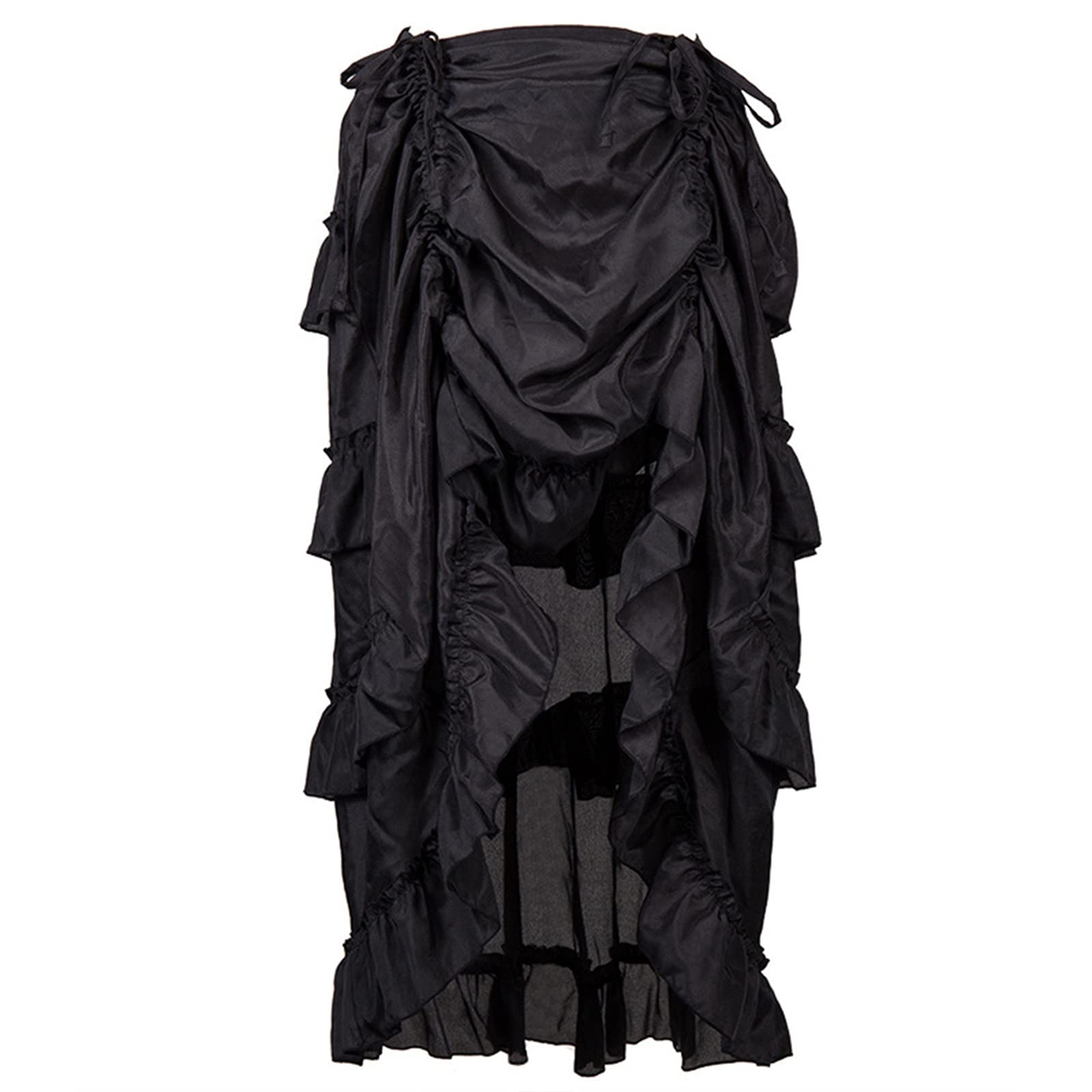 **Steampunk Gothic Women's Skirt - Black Victorian Style Ruffled Dress for Plus Size - Perfect for Cosplay, Halloween & Gothic Fashion**
