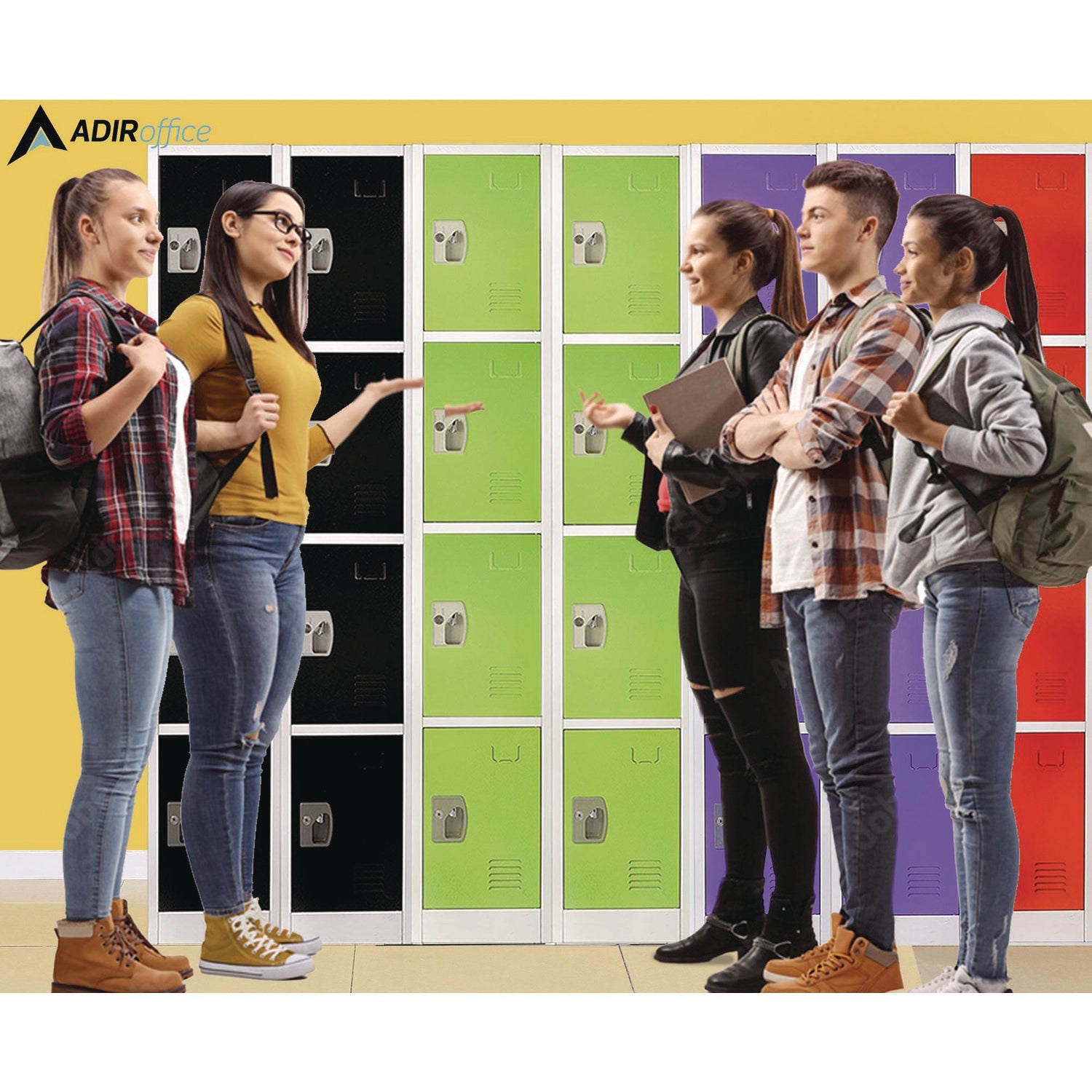 AdirOffice 4-Compartment Steel Storage Locker - 12