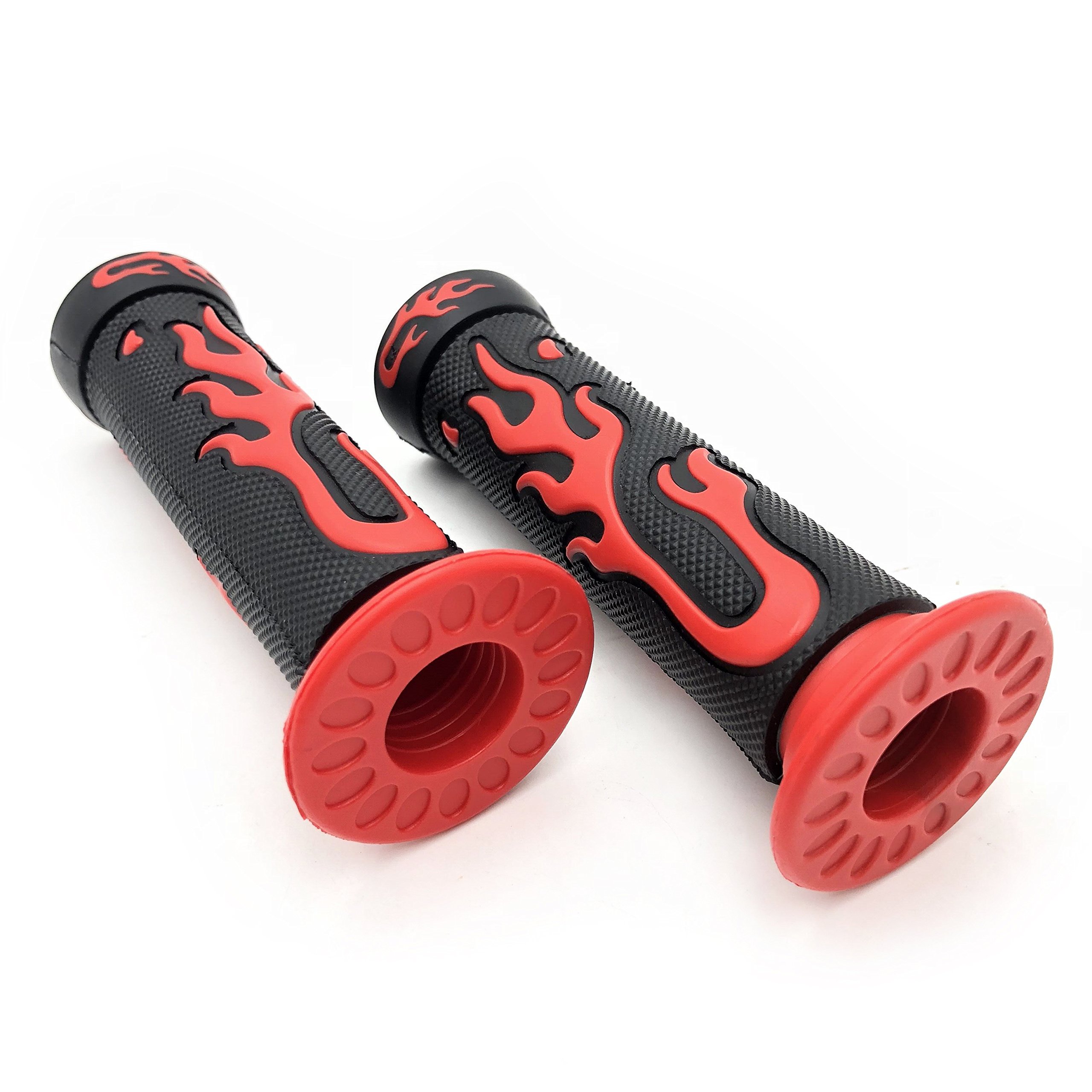 HTTMT XH4067-RED-22 ATV Watercraft Flame Gel Style Grips - Red Quad Handlebar Grips (7/8 Inch Both Sides) for Off-Road Motorcycles, Dirt Bikes & ATVs - Comfortable Non-Slip Control