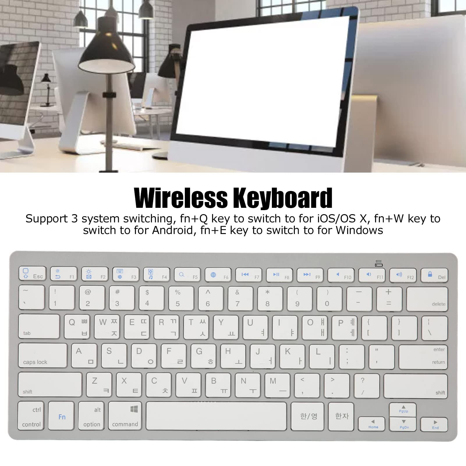 Dilwe Mini Bluetooth Keyboard - 78 Keys Ultra Slim Wireless Keyboard for Laptop, Tablet, PC | Portable Compact Design | Korean Layout | Perfect for Travel, Office & Home Use