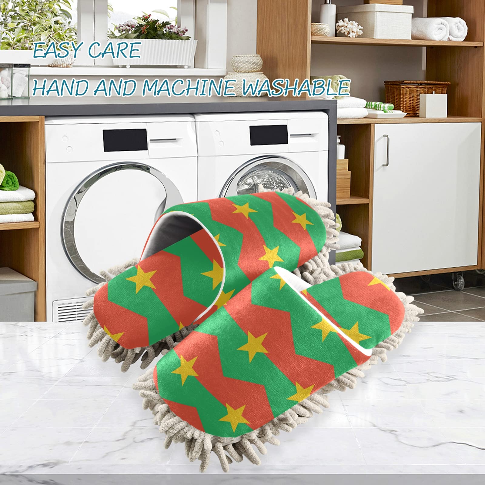 Burkina Faso Flag Unisex Mop Slippers - Floor Cleaning Shoes for Home