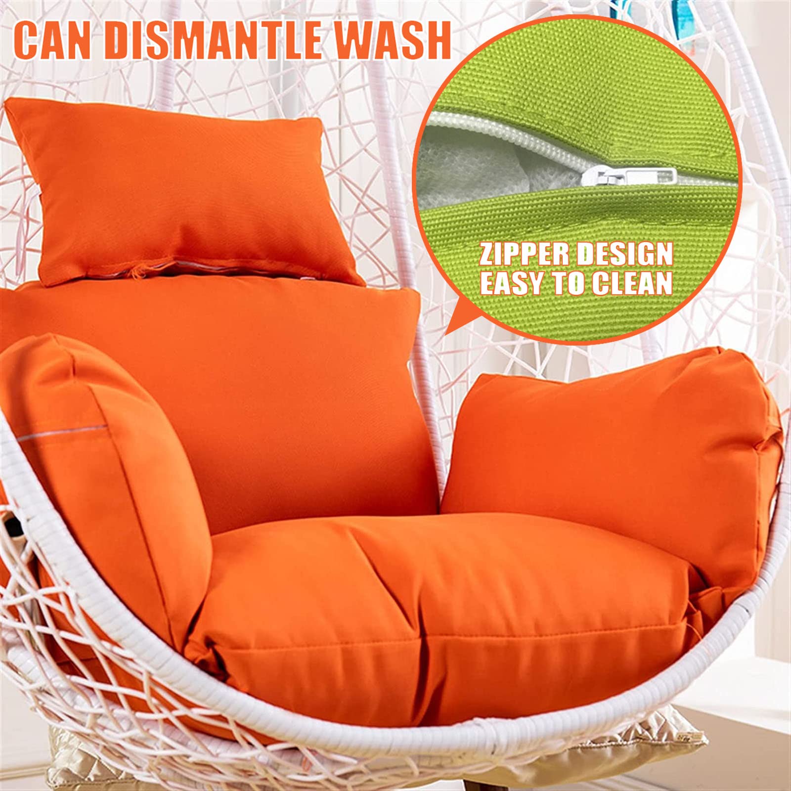 Premium Overstuffed Egg Chair Cushion - Thick Detachable Hanging Swing Seat Pad for Indoor/Outdoor Egg Chairs (Dark Gray) | Perfect for Patio, Garden, Porch & Sunroom Relaxation
