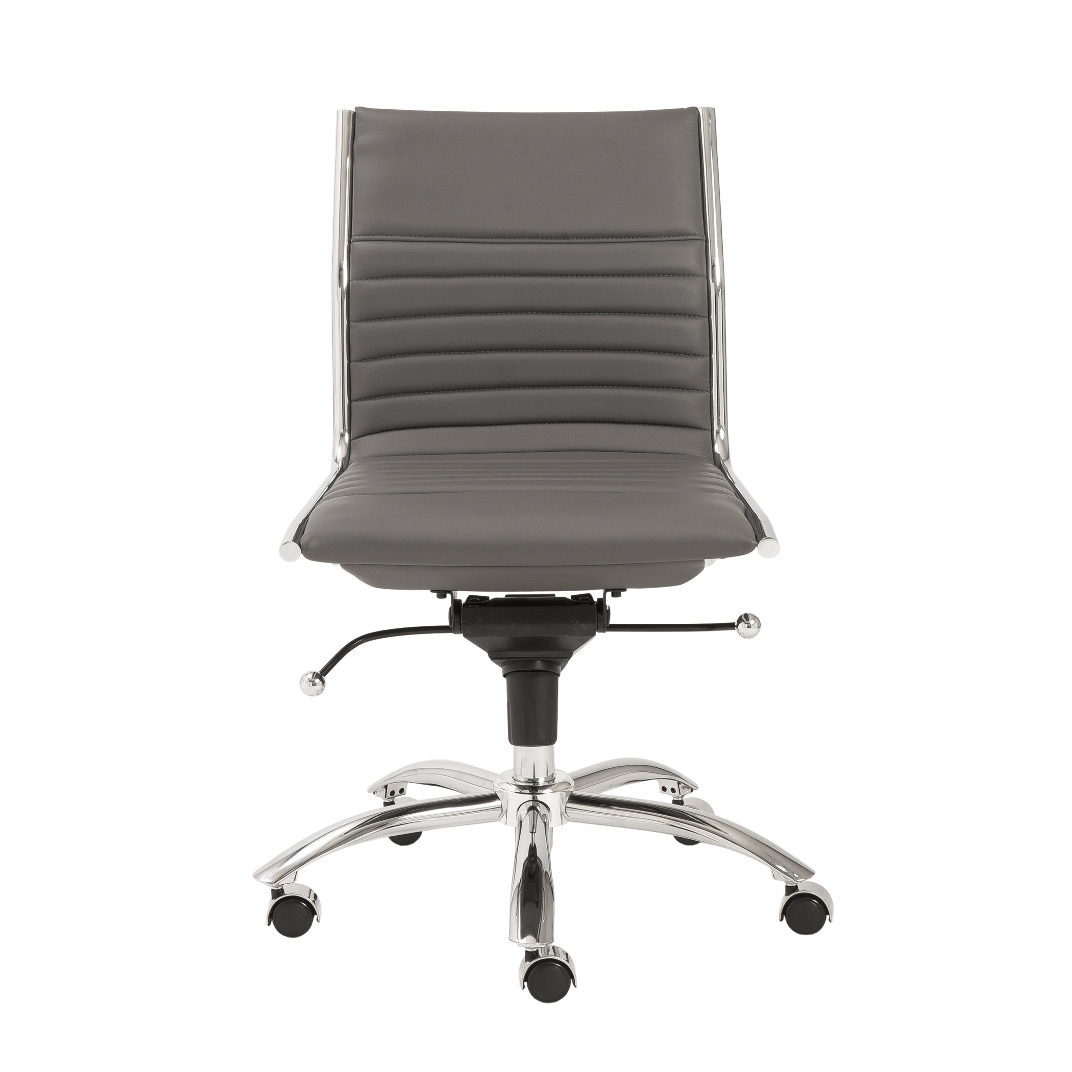 Euro Style Dirk Low Back Office Chair - Armless Ergonomic Design with Chrome Steel Base for Home, Office & Workspace Comfort