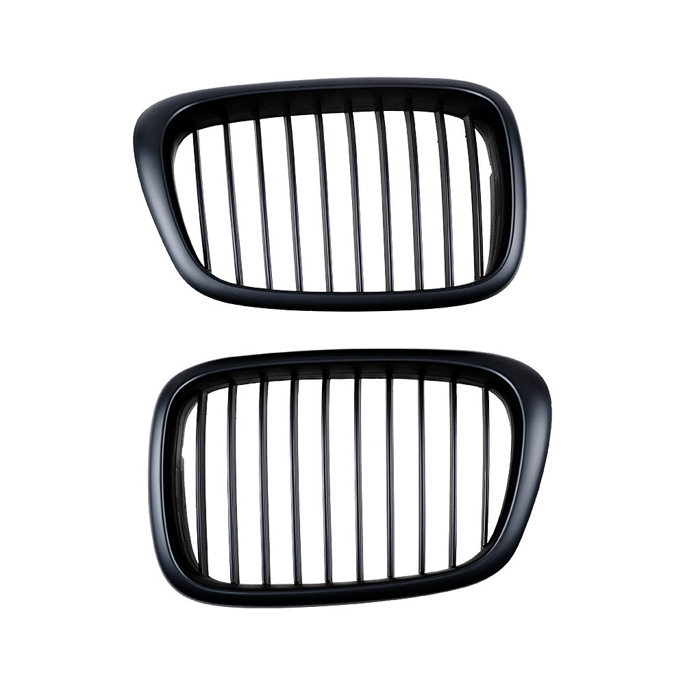 Black Front Hood Kidney Grille with Amber LED Sequential Turn Signal Lights - Compatible with 1997-2003 BMW E39 5 Series | Upgrade Your Car's Style & Safety for Night Driving & Custom Looks