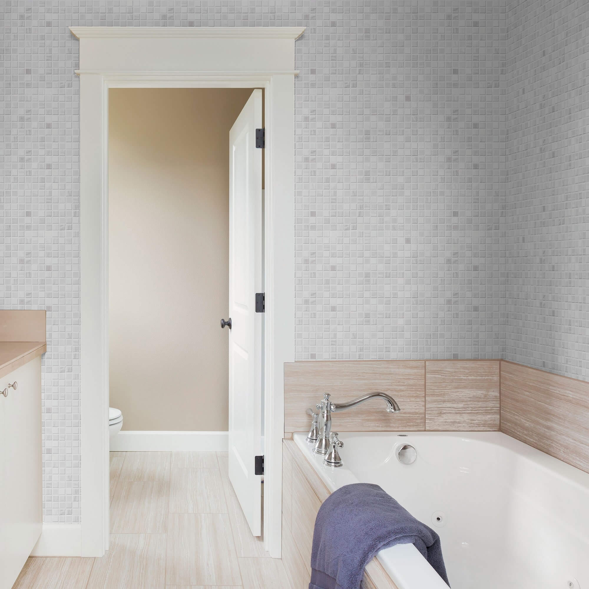 White Mosaic Tile Adhesive Peel and Stick Removable Wallpaper - Self-Adhesive Backsplash for Kitchen, Bathroom & Home Decor (Style 5468)