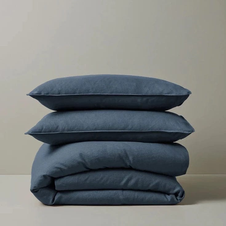 Premium Ravello Linen Duvet Cover Set - Queen Size, Soft Denim Blue - Breathable & Hypoallergenic Bedding for Cozy Bedroom Decor & Guest Room Essentials
