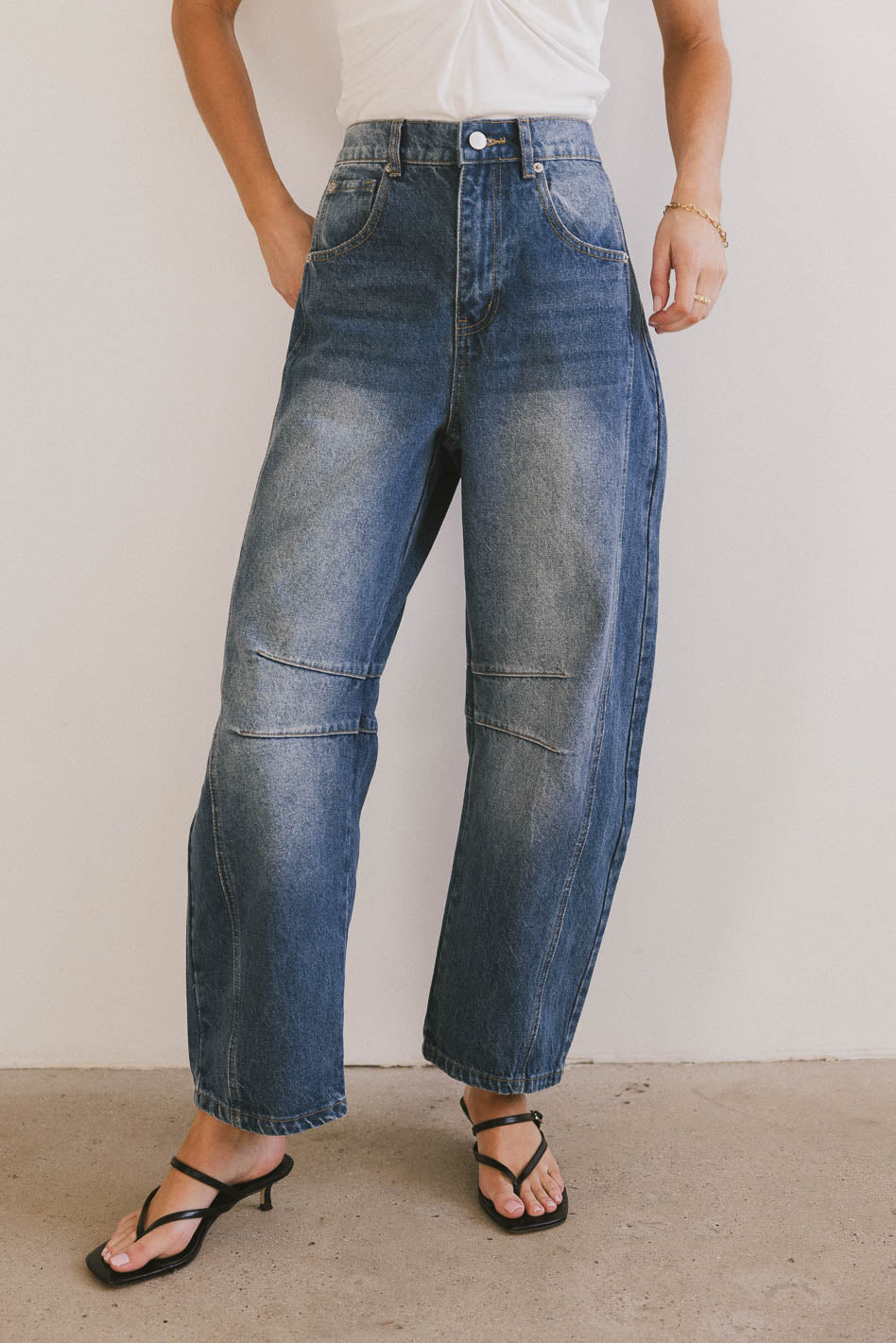 Lisette Women's High Waist Skinny Barrel Jeans - Dark Wash Denim Pants for Casual Wear & Everyday Outfits