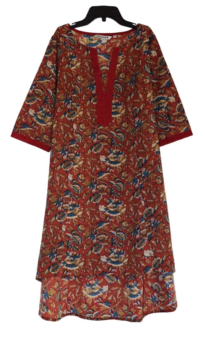 Ayurvastram ARA Pure Cotton Block Printed Embroidered Tunic Top - Women's Boho Chic Blouse for Casual Wear, Office & Festive Occasions
