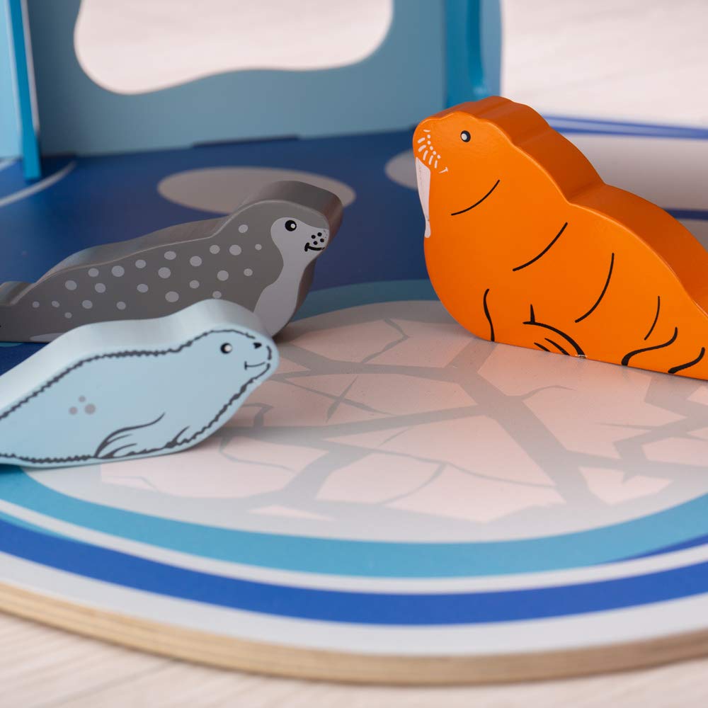 Bigjigs Toys Wooden Polar Glacier Playset - Arctic Animal Activity Center for Kids, Educational STEM Toy for Preschool Learning & Imaginative Play - Perfect for Winter Themed Playrooms & Classroom Activities