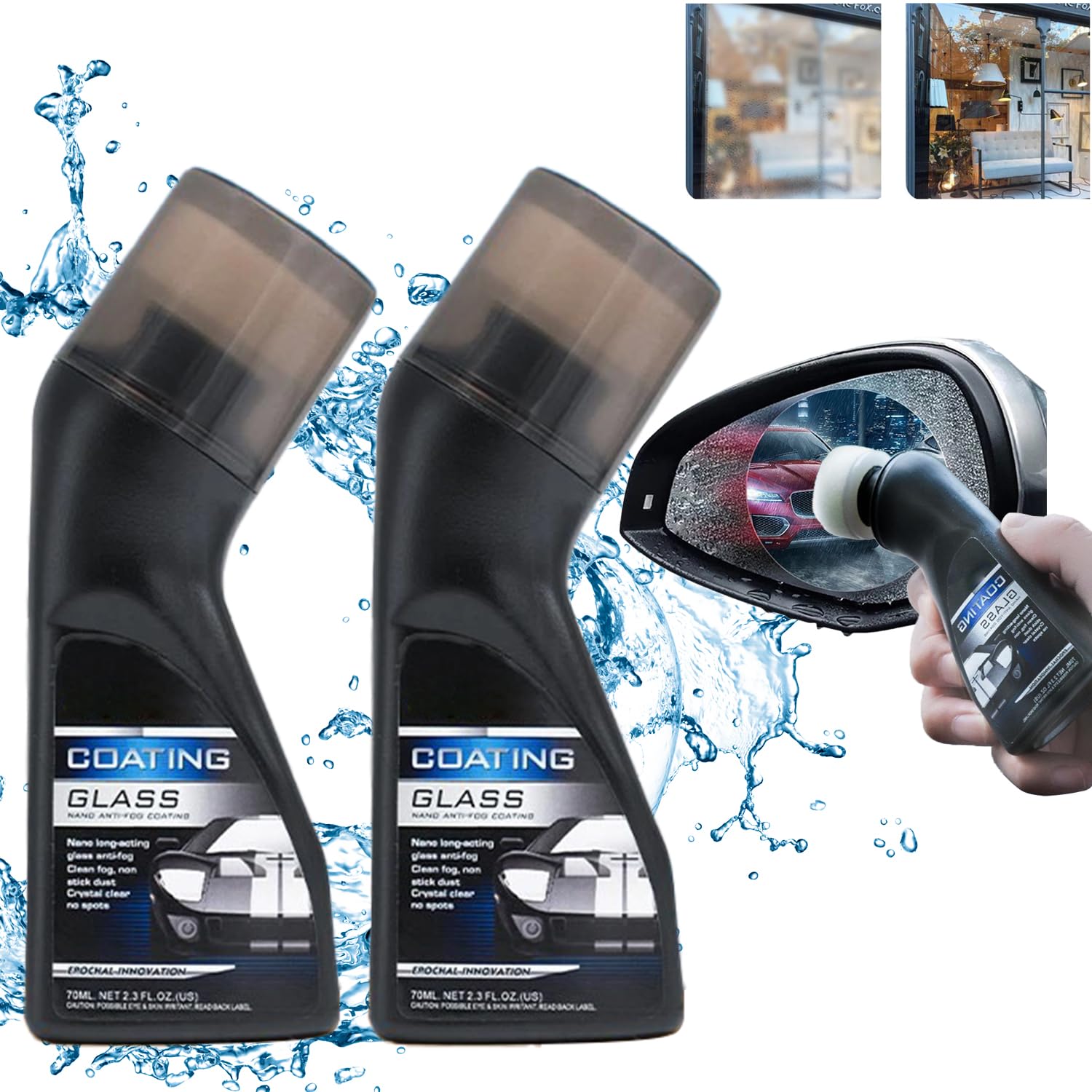 2 Pack Magic Gem Anti-Fog Coating for Car Windshield - Long Lasting Micro-Molecular Formula for Windows, Mirrors, Eyeglasses & Swim Goggles - Prevent Fogging in Cold Weather & Humid Conditions