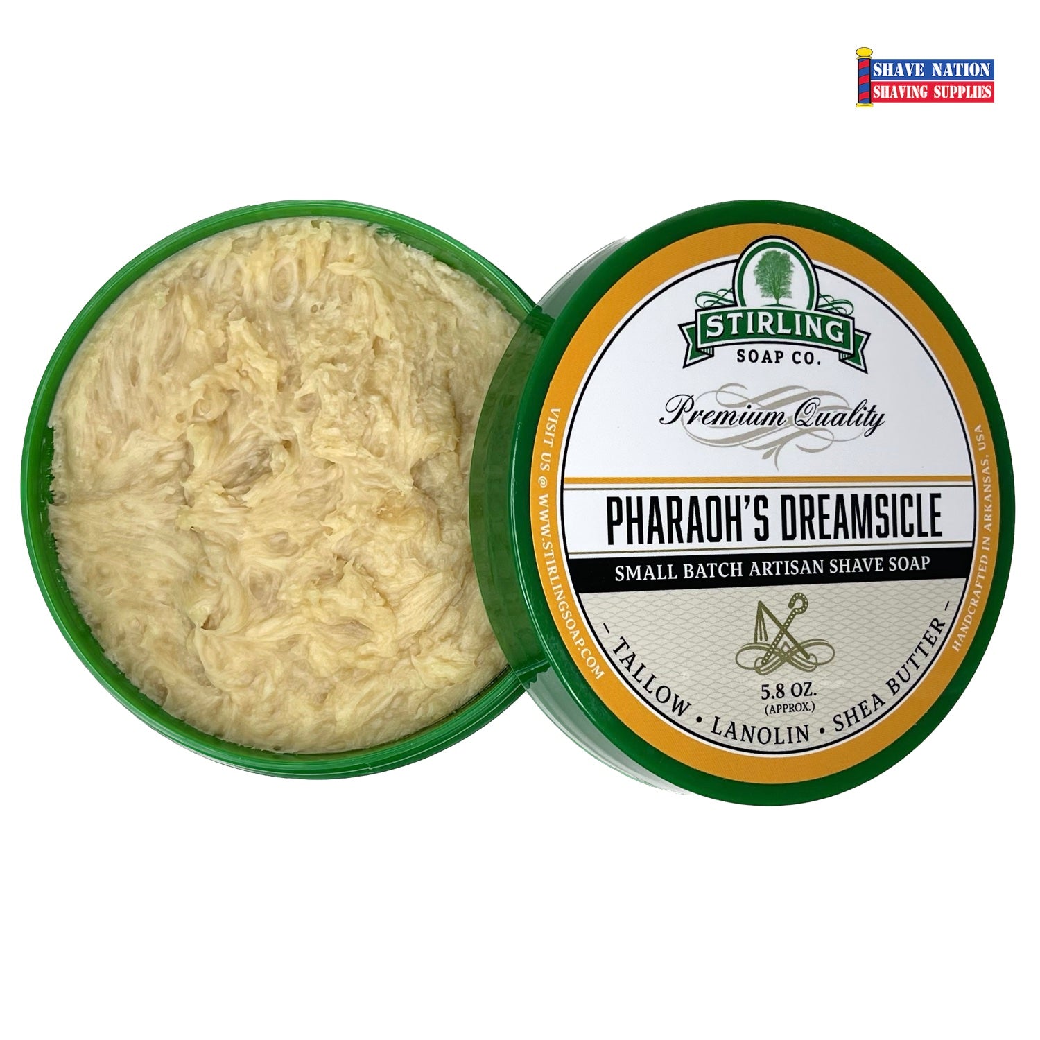 Premium Stirling Shaving Soap for Men - All-Natural Glycerin Shaving Soap Bar with Shea Butter & Essential Oils - Smooth, Close Shave for Sensitive Skin - Perfect for Wet Shaving, Travel & Grooming Kits