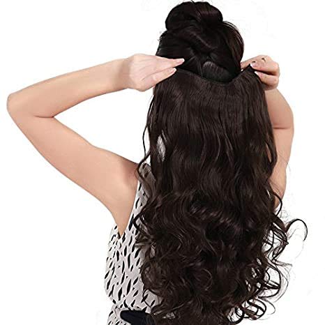 Supermarche 5 Clip-in Curly Hair Extensions for Women & Girls - 22 Inch 150g Black Human Hair Weft | Perfect for Parties, Weddings & Daily Styling