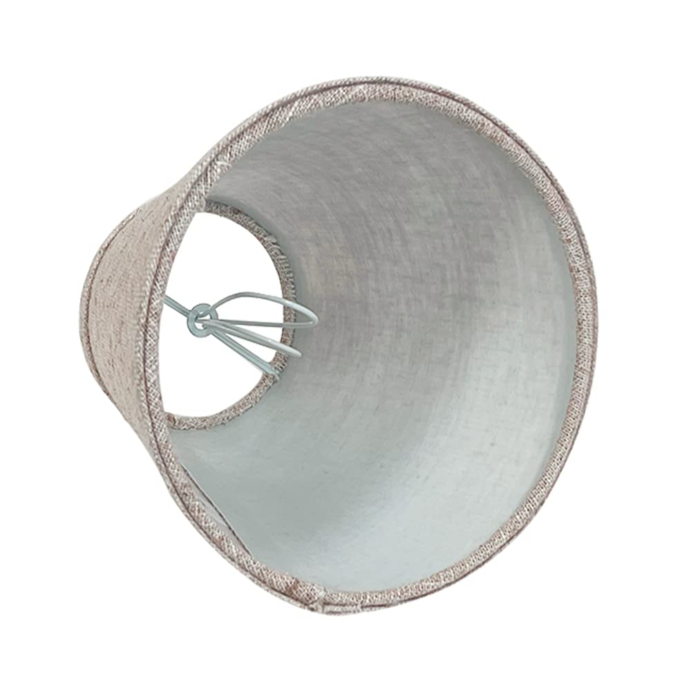 TOOTOO STAR Mini Brown Barrel Lamp Shades - Set of 2 Clip-On Fabric Lampshades (3x6x5 Inches) for Table, Floor & Wall Lamps - Perfect for Bedroom, Living Room & Office Lighting Decor