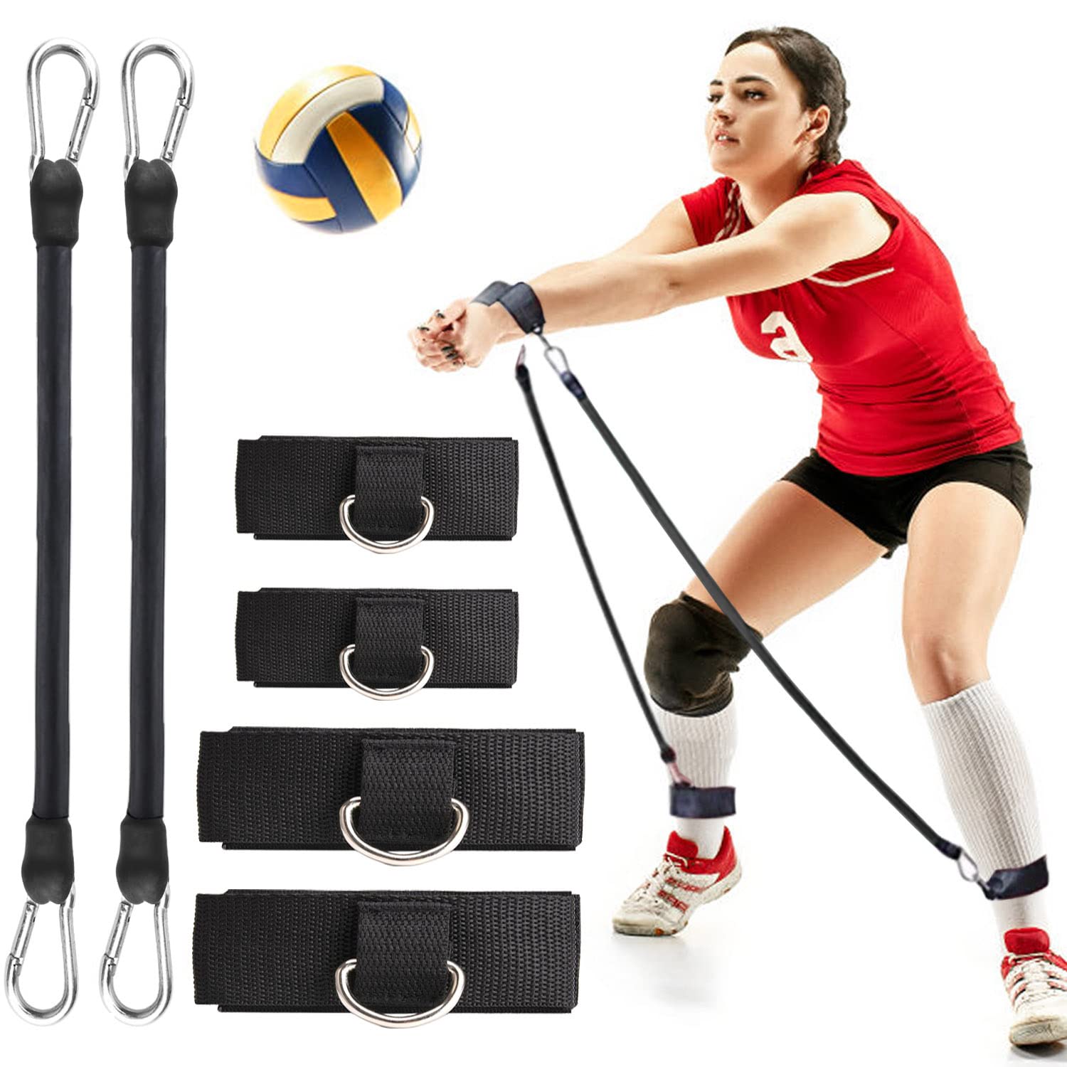 TOBWOLF Volleyball Training Resistance Band Set - Elastic Pull Rope for Jump & Agility Drills - Prevent Excessive Arm Movement - Perfect for Volleyball Practice, Strength Training & Home Workouts