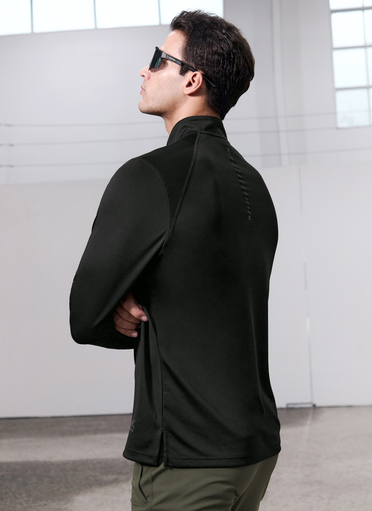 RX Stretch Men's Fingerhole Half Zip Up Pullover - Lightweight Workout Hoodie for Gym, Running & Outdoor Activities