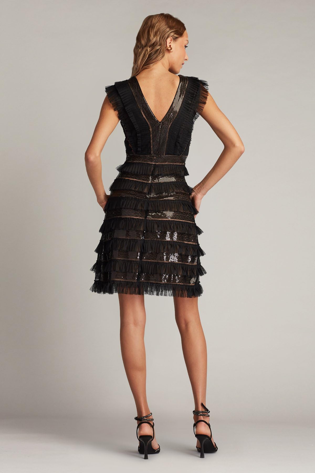 Tadashi Shoji Katja Sequin Ruffle Mini Dress for Women | Elegant Party Cocktail Dress | Perfect for Evening Events, Weddings & Special Occasions