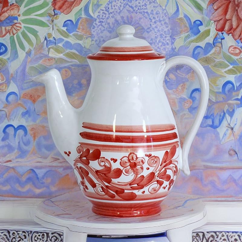 Premium Caltagirone Ceramic Coffee Maker – Handcrafted Italian Espresso Pot for Stovetop Brewing | Perfect for Home, Office & Camping Use