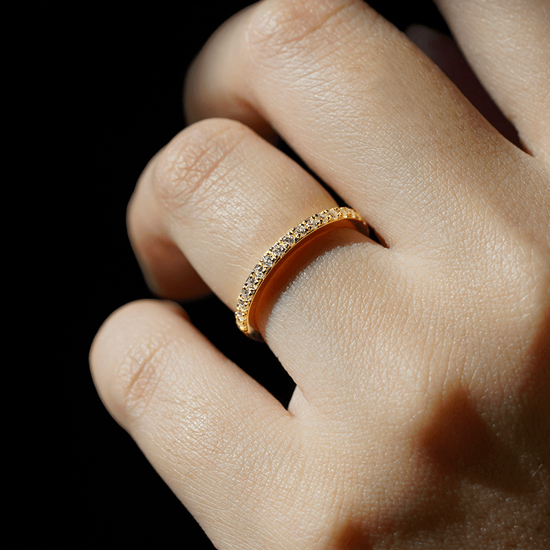Classic Round Moissanite Anniversary Band Ring for Women - 14K White Gold Wedding Stackable Ring, Perfect for Anniversary, Engagement & Everyday Wear