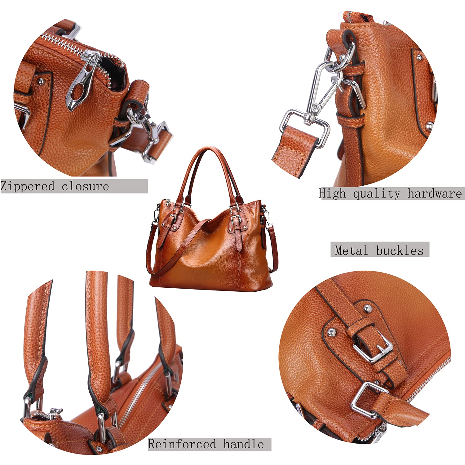 Genuine Leather Handbags for Women - Tote, Shoulder & Crossbody Bags for Work & Travel