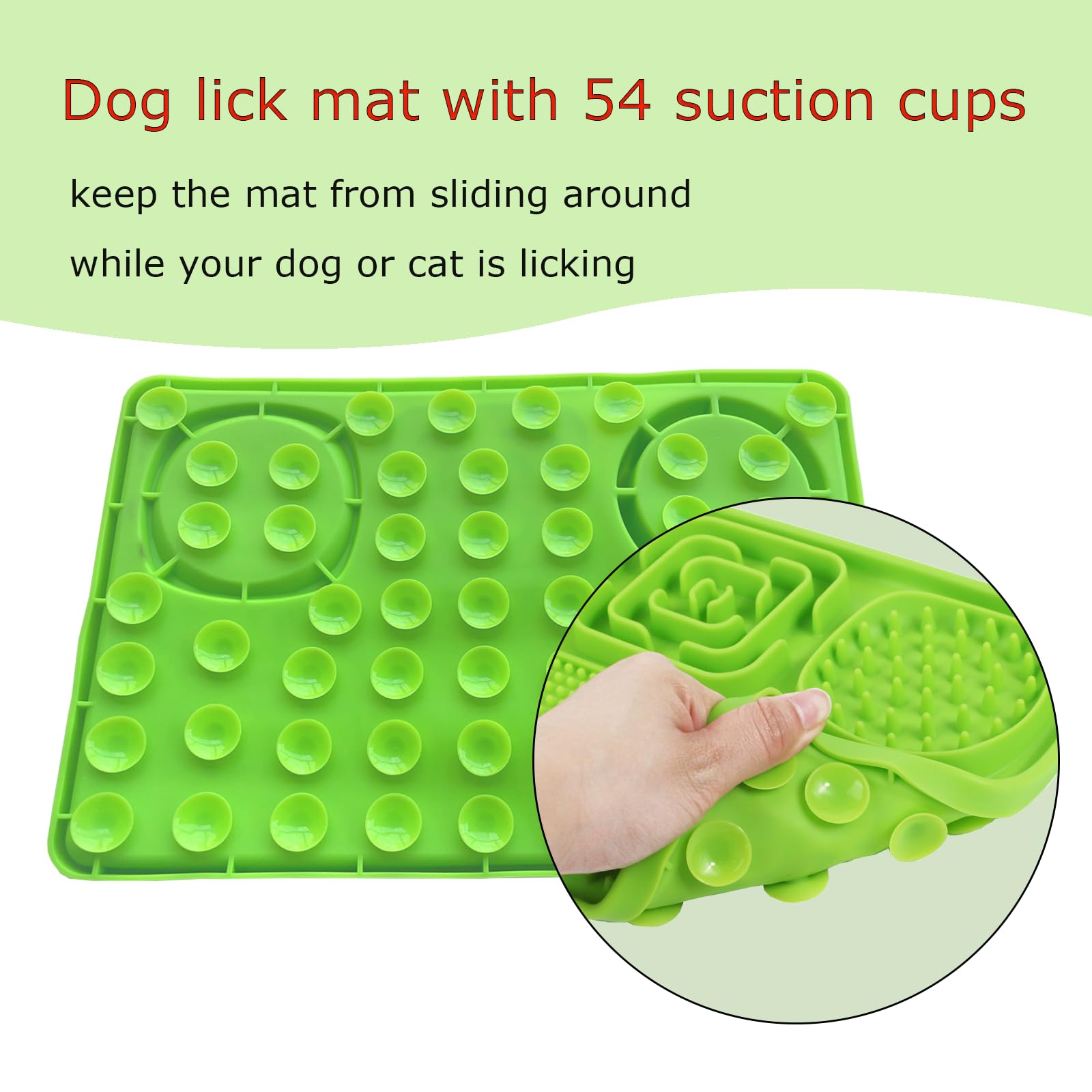 Premium Dog Lick Mat - Food Grade Silicone Pet Anxiety Relief Licking Pad with Strong Suction Cups | Includes Free Spatula & Cleaning Brush (Green) | Perfect for Slow Feeding, Grooming & Calming Anxious Dogs During Baths, Vet Visits or Storms