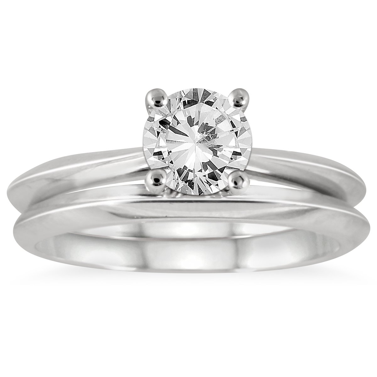 AGS Certified 1 Carat Knife Edge Diamond Engagement Ring - 14K White Gold Solitaire Bridal Set (J-K Color, I2-I3 Clarity) | Perfect for Proposals, Anniversaries & Wedding Ceremonies