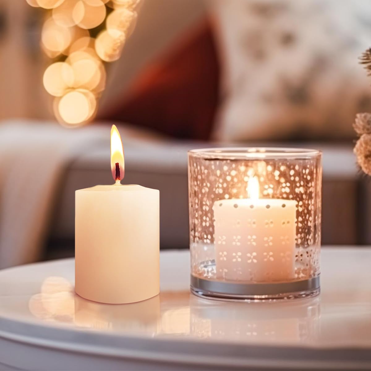 Long-Lasting Unscented White Votive Candles - 24 Pack Small Pillar Candles for Weddings, Church, Home Decor & Relaxation