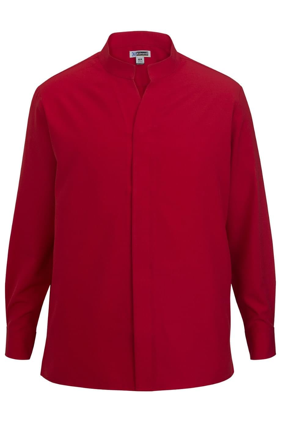 Men's Stand-Up Collar Shirt - Classic Red Button Down Shirt for Business Casual & Office Wear | Slim Fit Dress Shirt for Men | Formal & Smart Casual Outfits