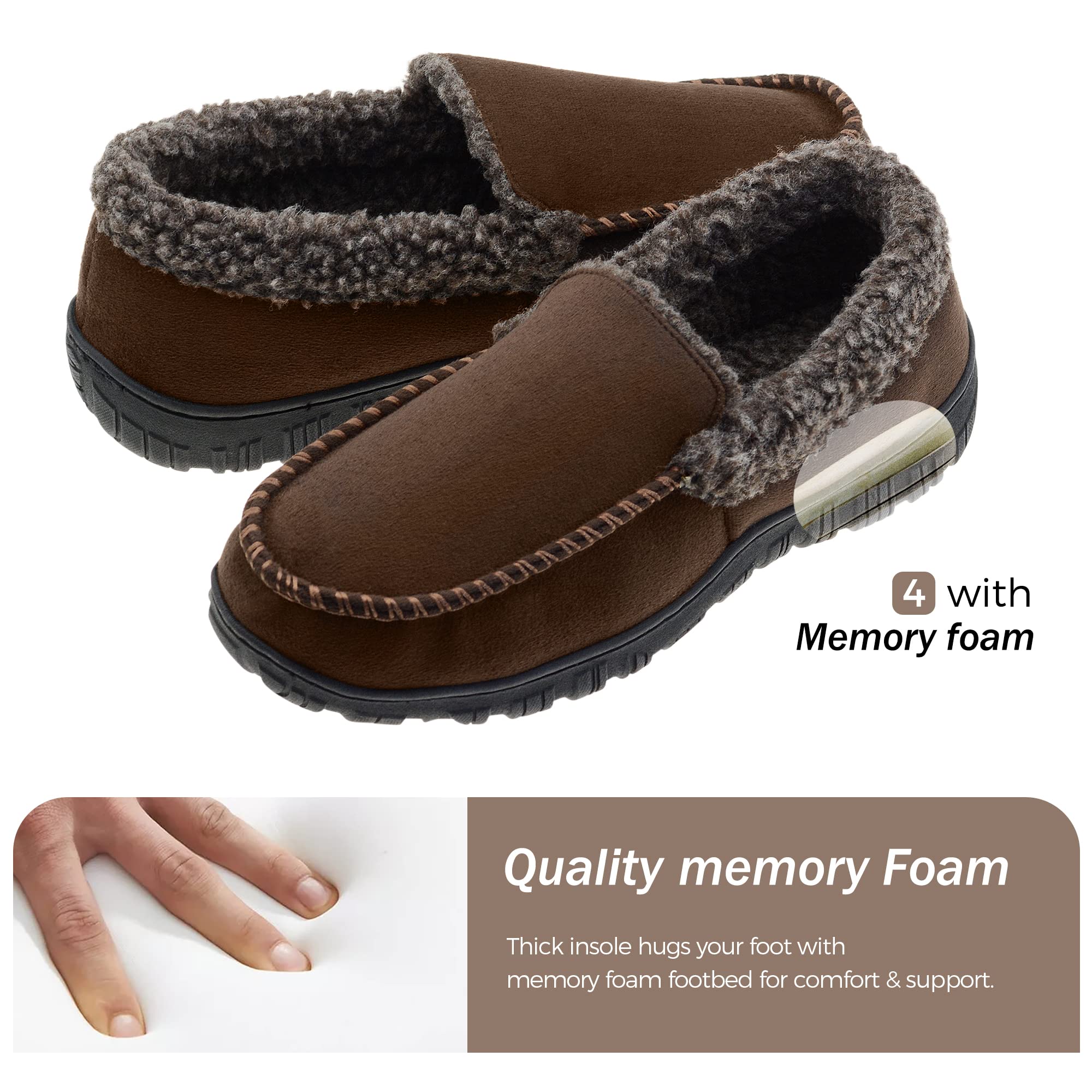 Men's Memory Foam Moccasin Slippers - Ultra Comfortable Indoor/Outdoor House Shoes for Winter Warmth - Perfect for Lounging at Home, Quick Errands & Cozy Evenings